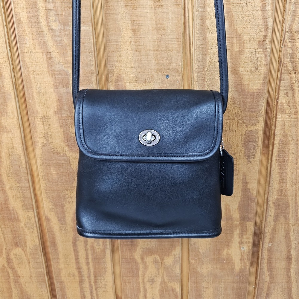 Vtg Coach 9049 Tango Leather Bag Black Nickel Hardware Crossbody Purse